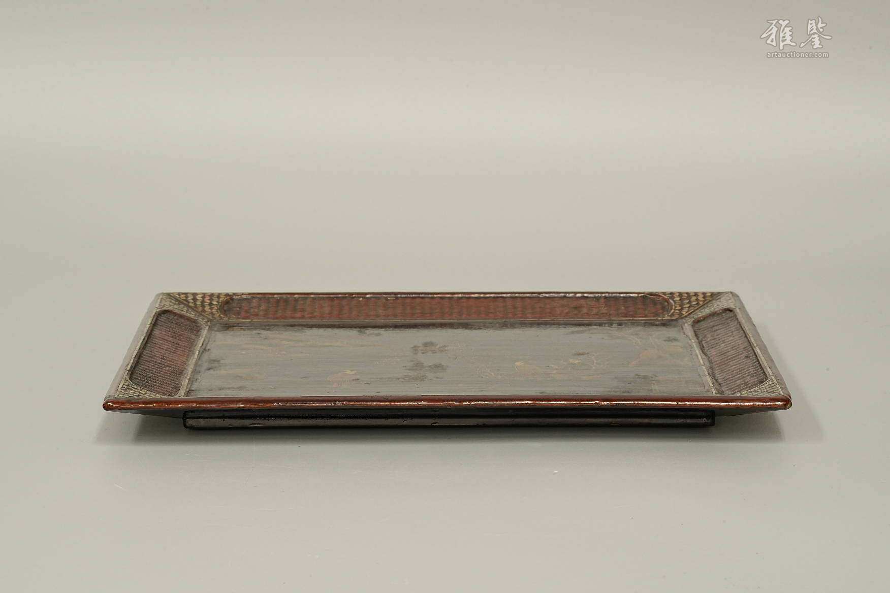 明末清初 大漆嵌螺钿描金人物香盆 原领受书附 日本桐箱附