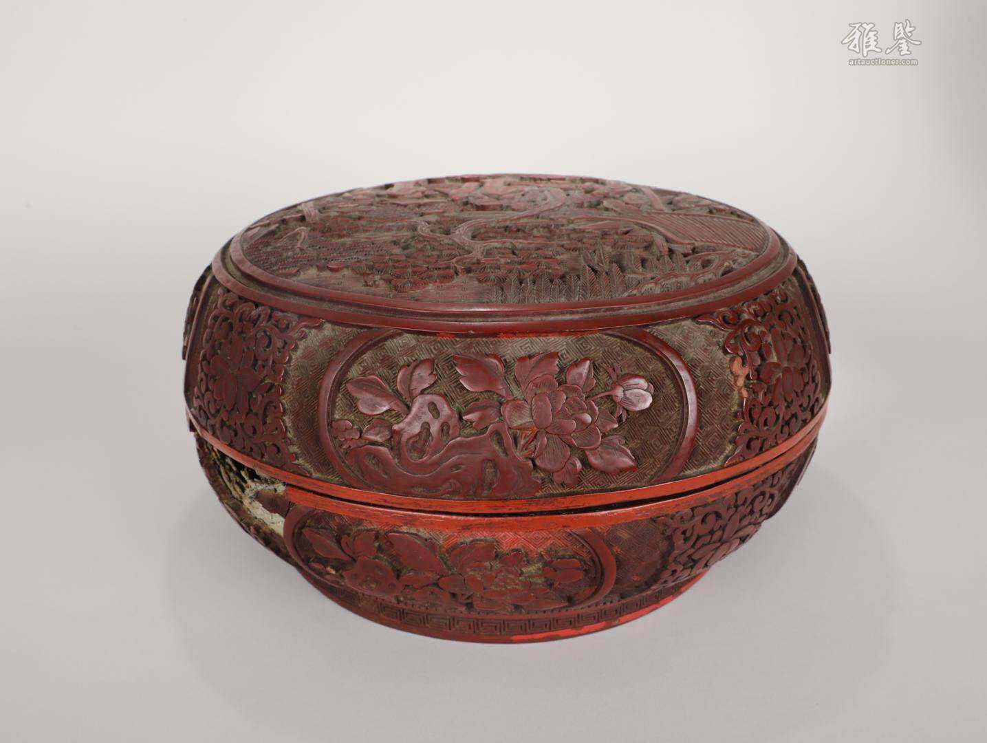 清 剔紅大蓋盒