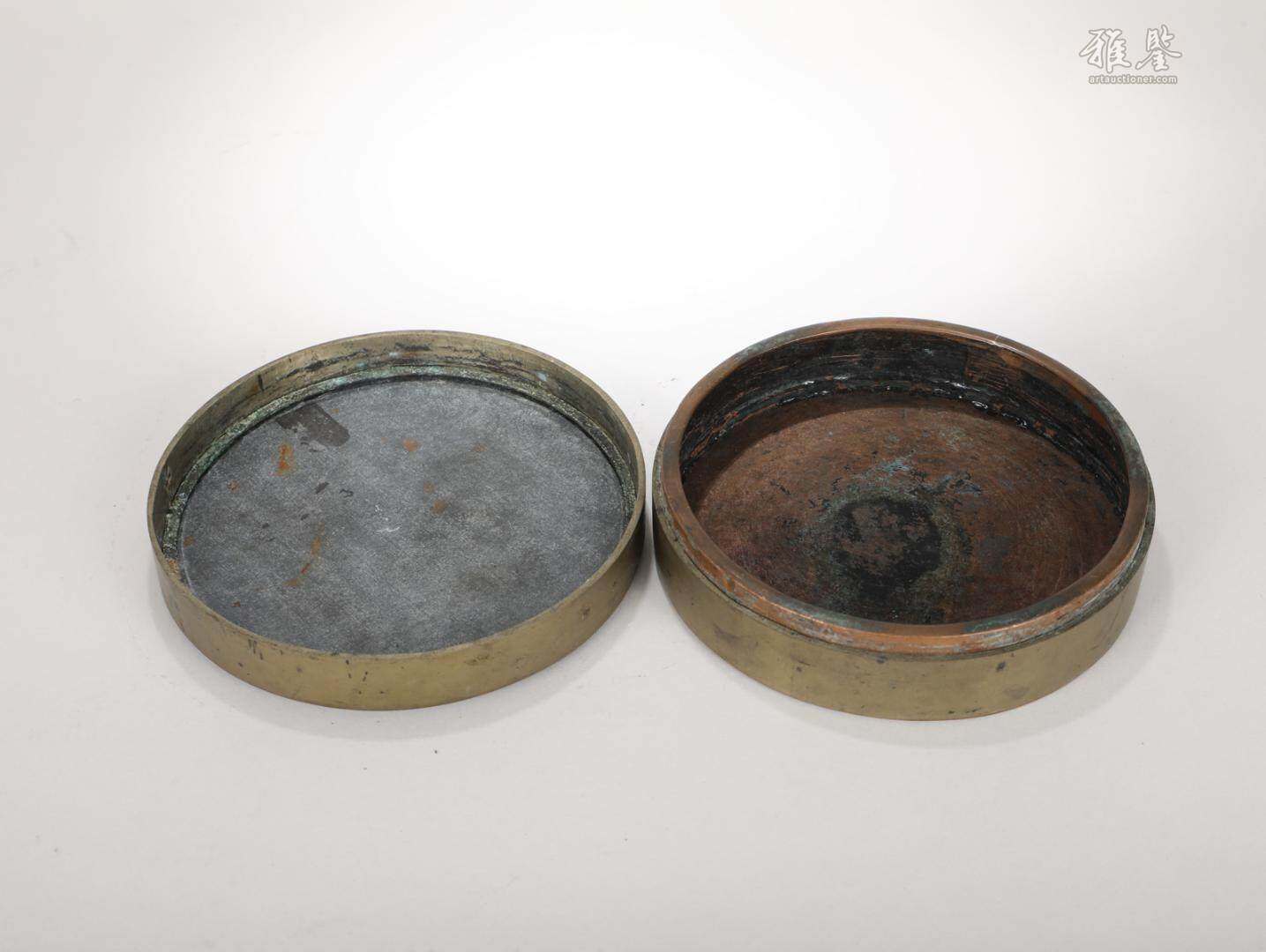 民國 白鵬飛在銘刻銅大墨盒